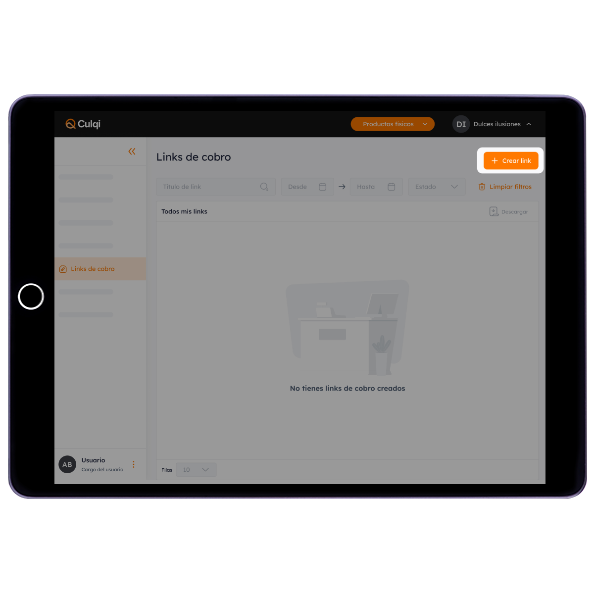 Selecciona el boton Crear Link
